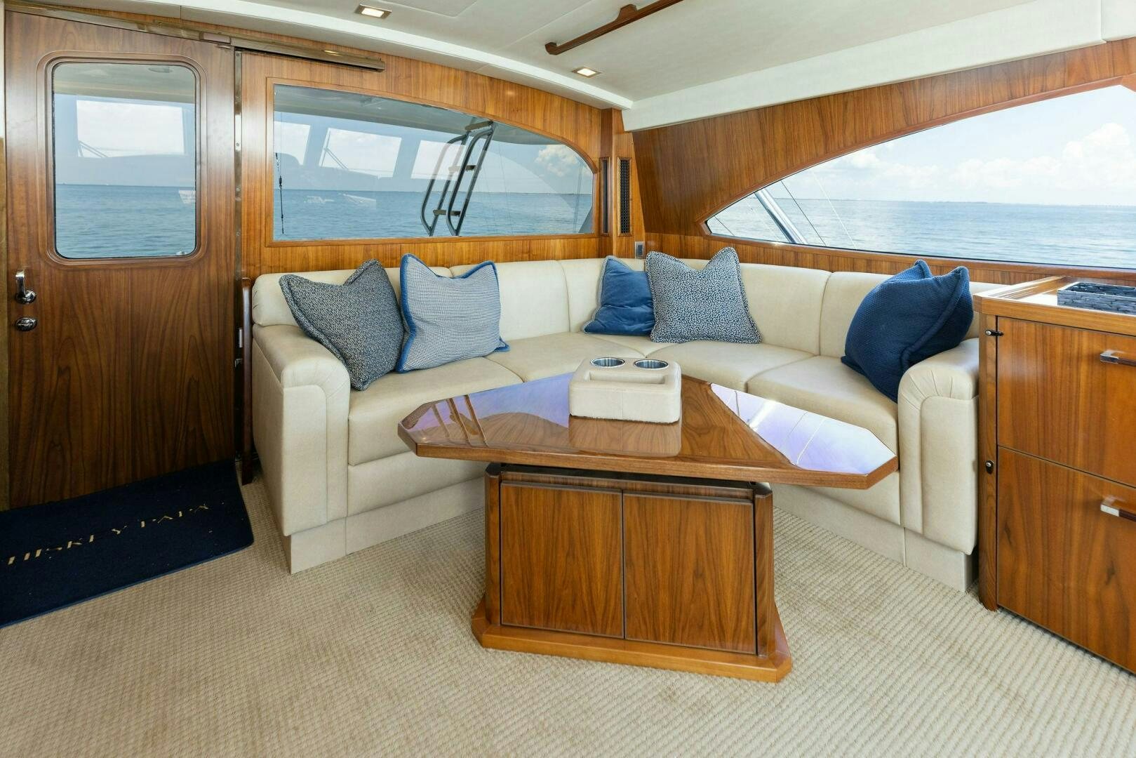 a couch in a room aboard WHISKEY PAPA Yacht for Sale