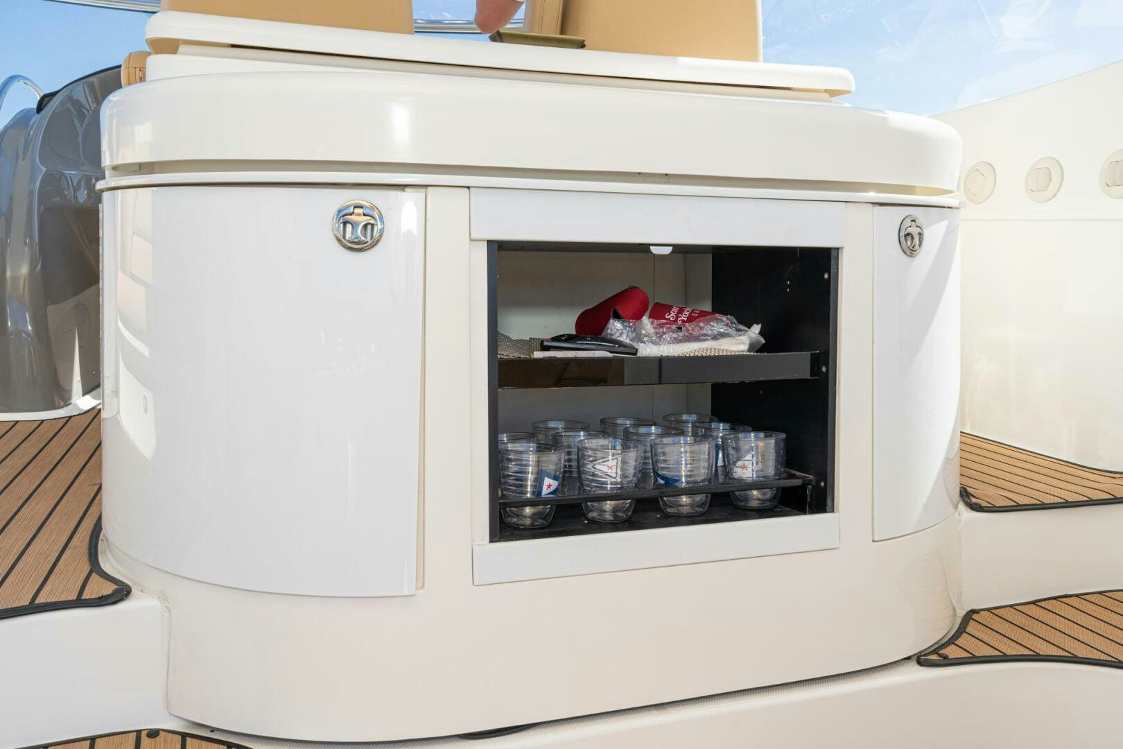 a white machine with a clear case aboard MYSTIQUE Yacht for Sale