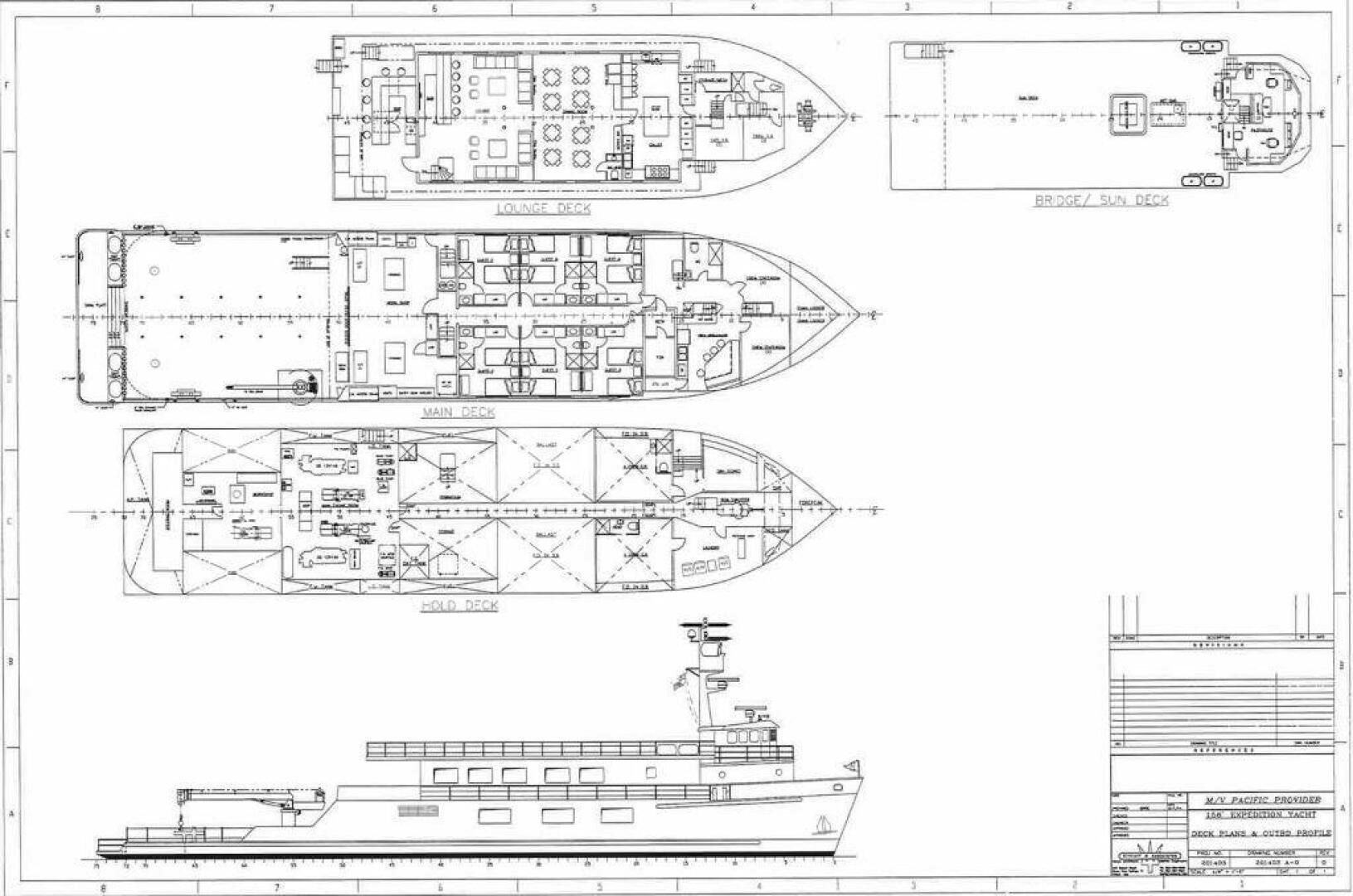 diagram, engineering drawing aboard PACIFIC PROVIDER Yacht for Sale