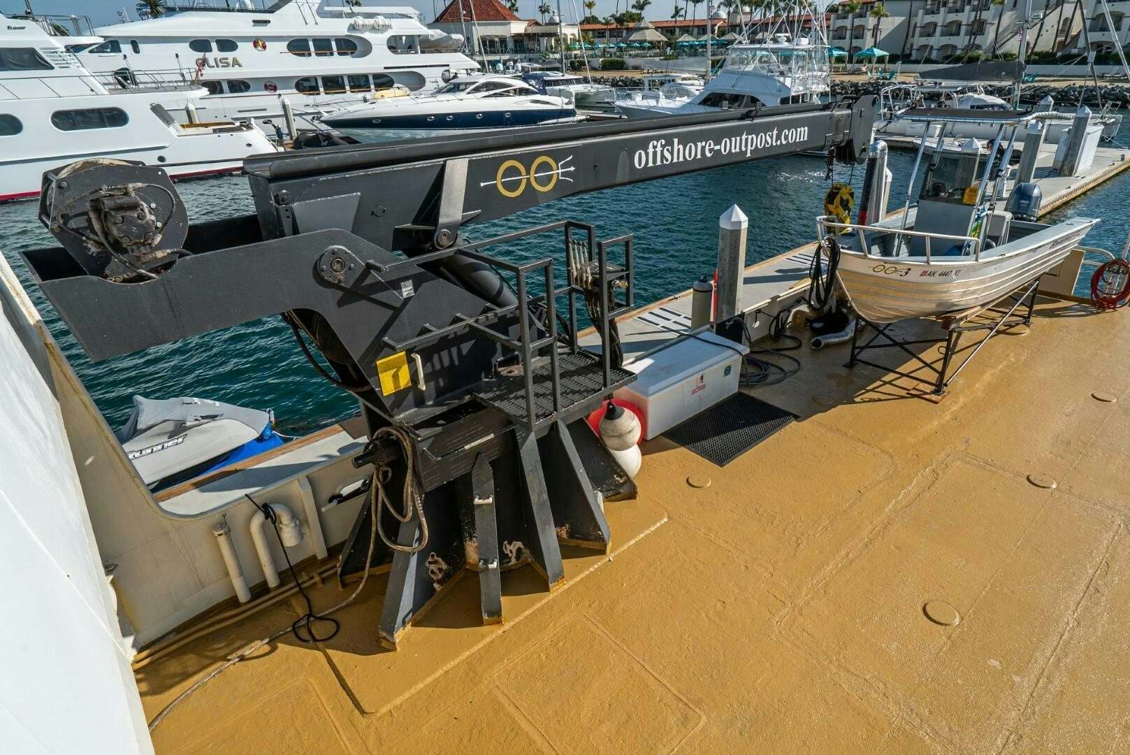 a boat on a dock aboard PACIFIC PROVIDER Yacht for Sale