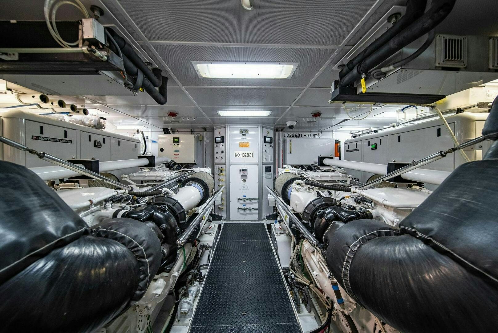 a room full of black and white machinery aboard JEANNIETINI NAME RESERVED Yacht for Sale