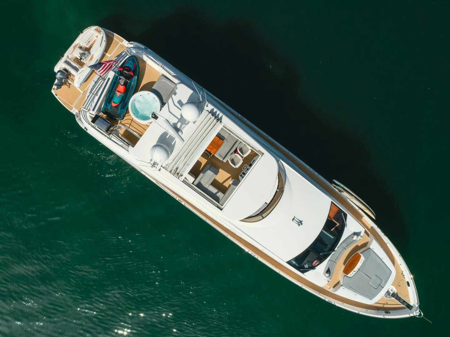 a high angle view of a boat aboard INDECENT PROPOSAL IV Yacht for Sale