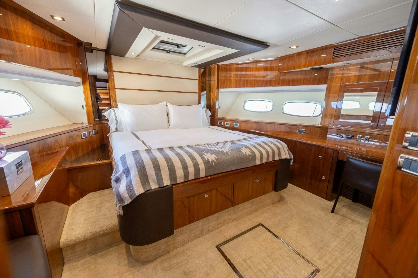 a bed in a cabin aboard INDECENT PROPOSAL IV Yacht for Sale