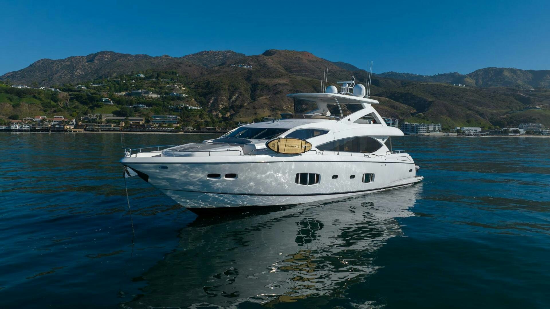 a white yacht in the water aboard INDECENT PROPOSAL IV Yacht for Sale
