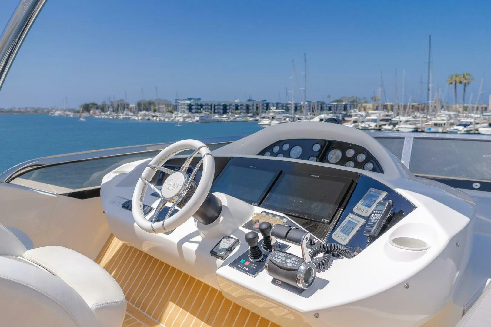 the inside of a car aboard INDECENT PROPOSAL IV Yacht for Sale