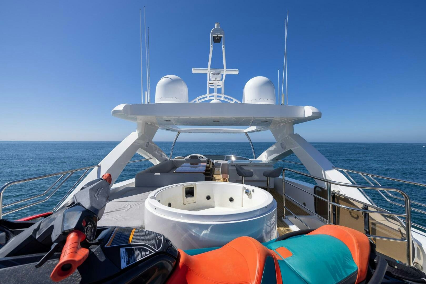a boat with a white object on it aboard INDECENT PROPOSAL IV Yacht for Sale