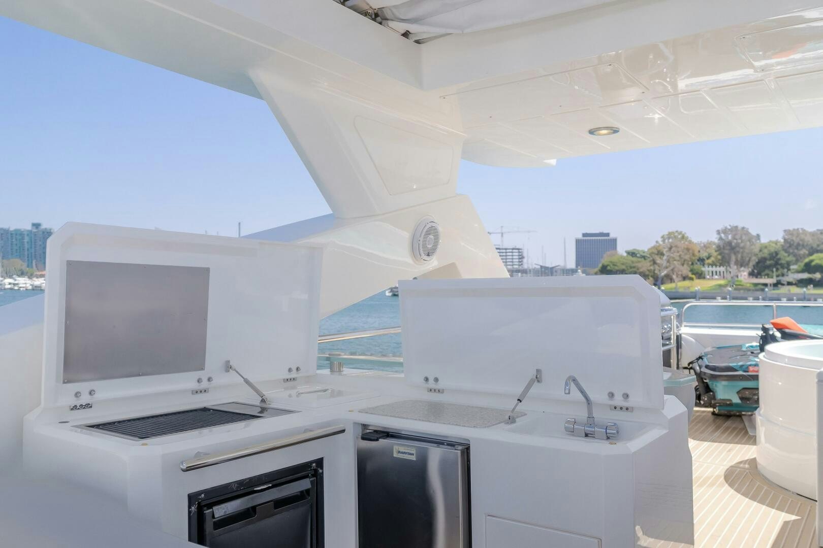 a boat with a computer on it aboard INDECENT PROPOSAL IV Yacht for Sale