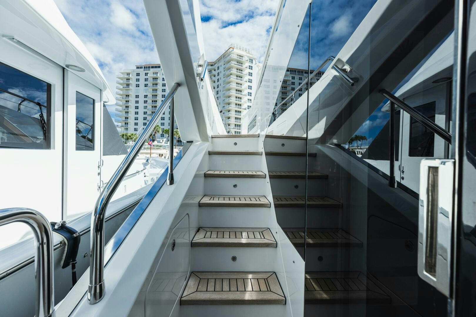 a staircase leading to a building aboard MAJESTIC MOMENTS Yacht for Sale