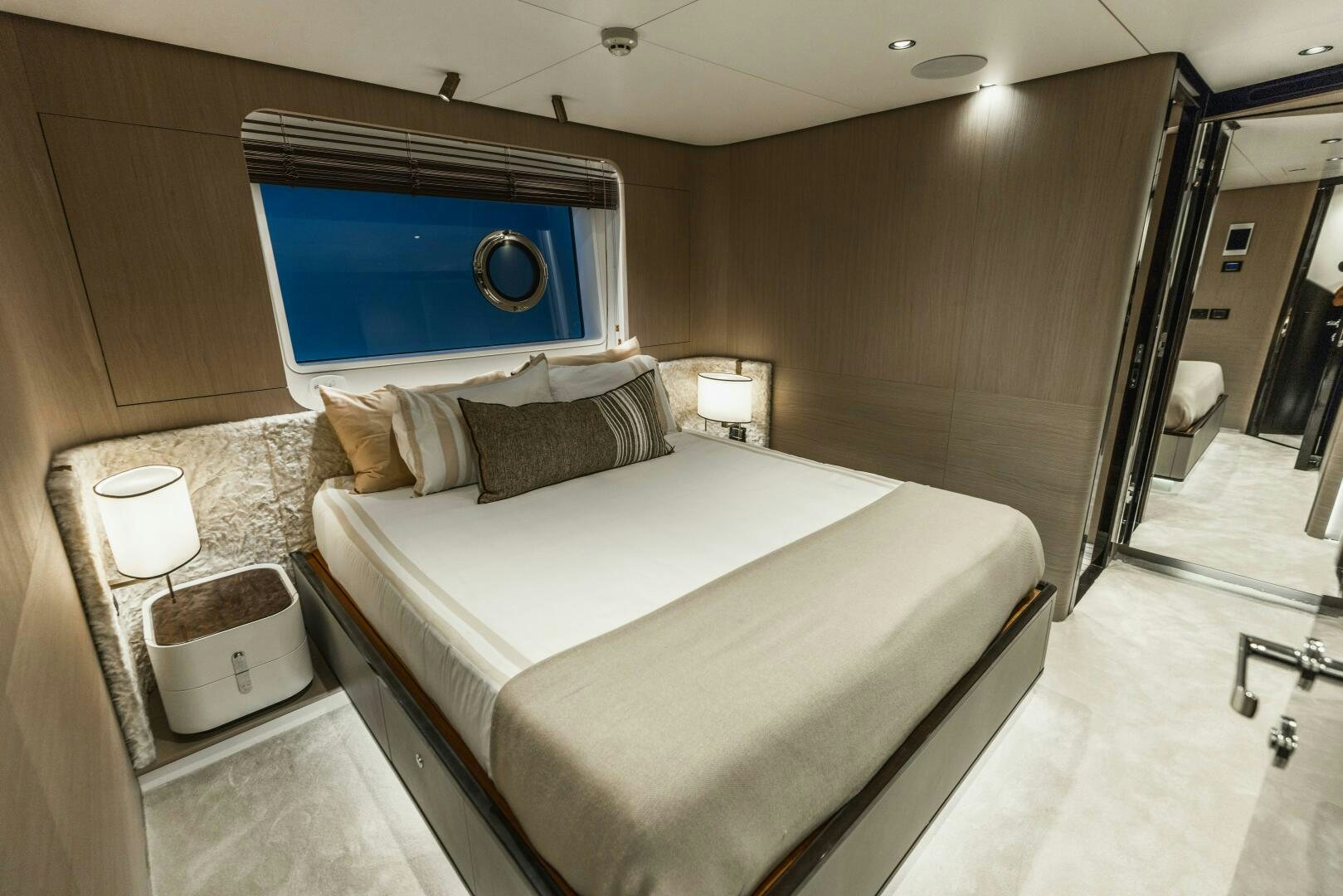 a room with two beds aboard MAJESTIC MOMENTS Yacht for Sale