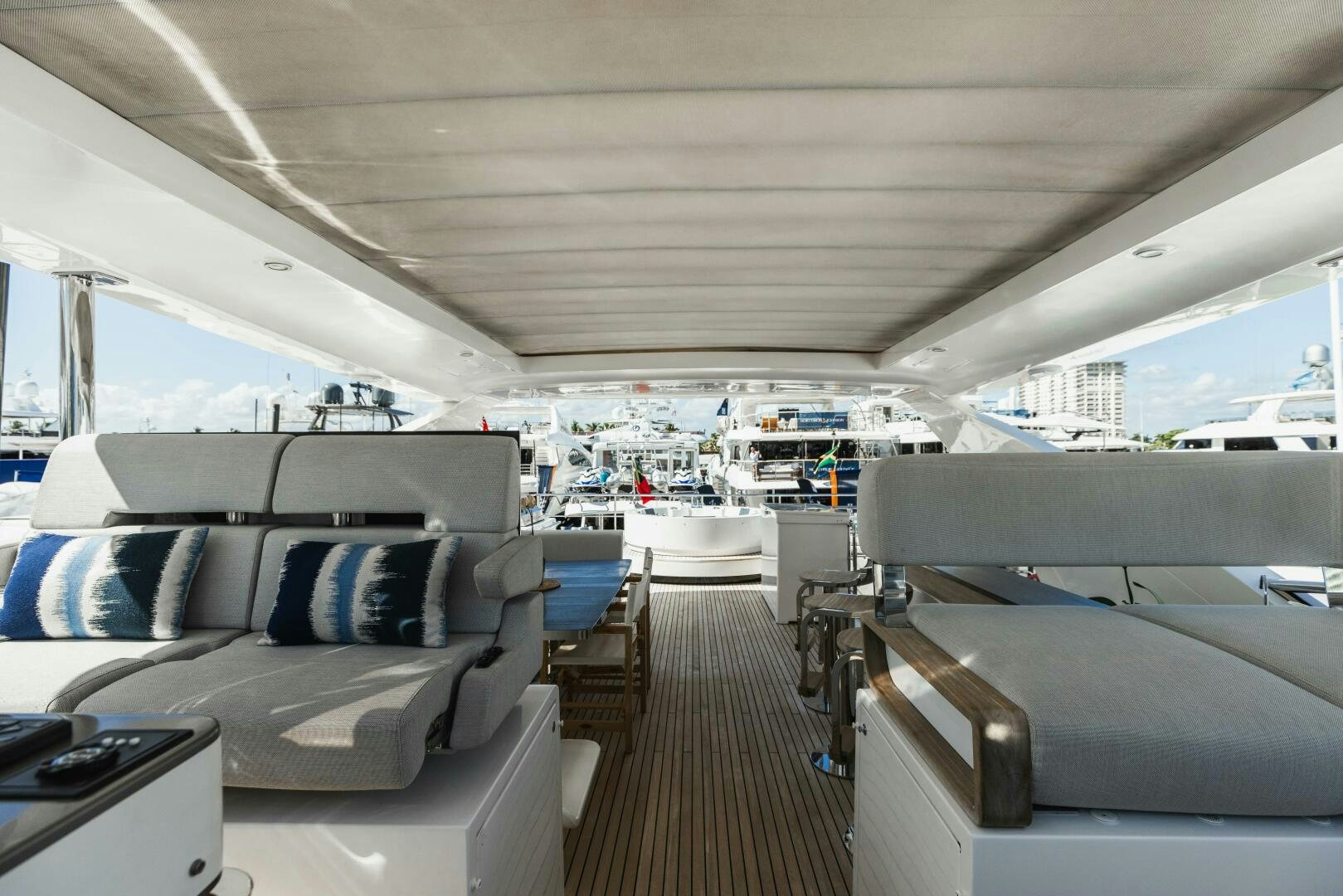 inside of a car aboard MAJESTIC MOMENTS Yacht for Sale