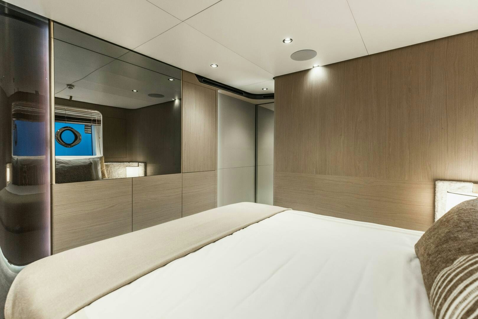 a bed in a room aboard MAJESTIC MOMENTS Yacht for Sale