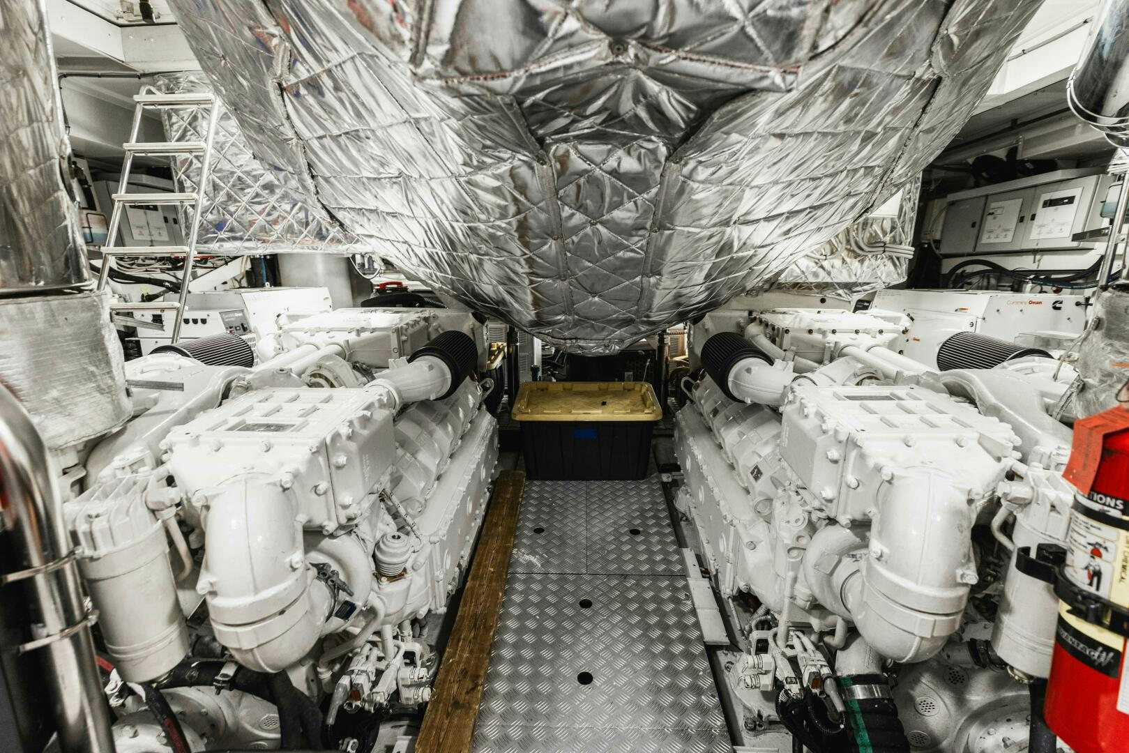 a room full of white pipes aboard MAJESTIC MOMENTS Yacht for Sale