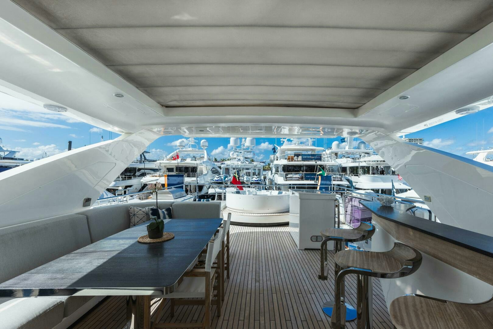 a boat with many seats aboard MAJESTIC MOMENTS Yacht for Sale