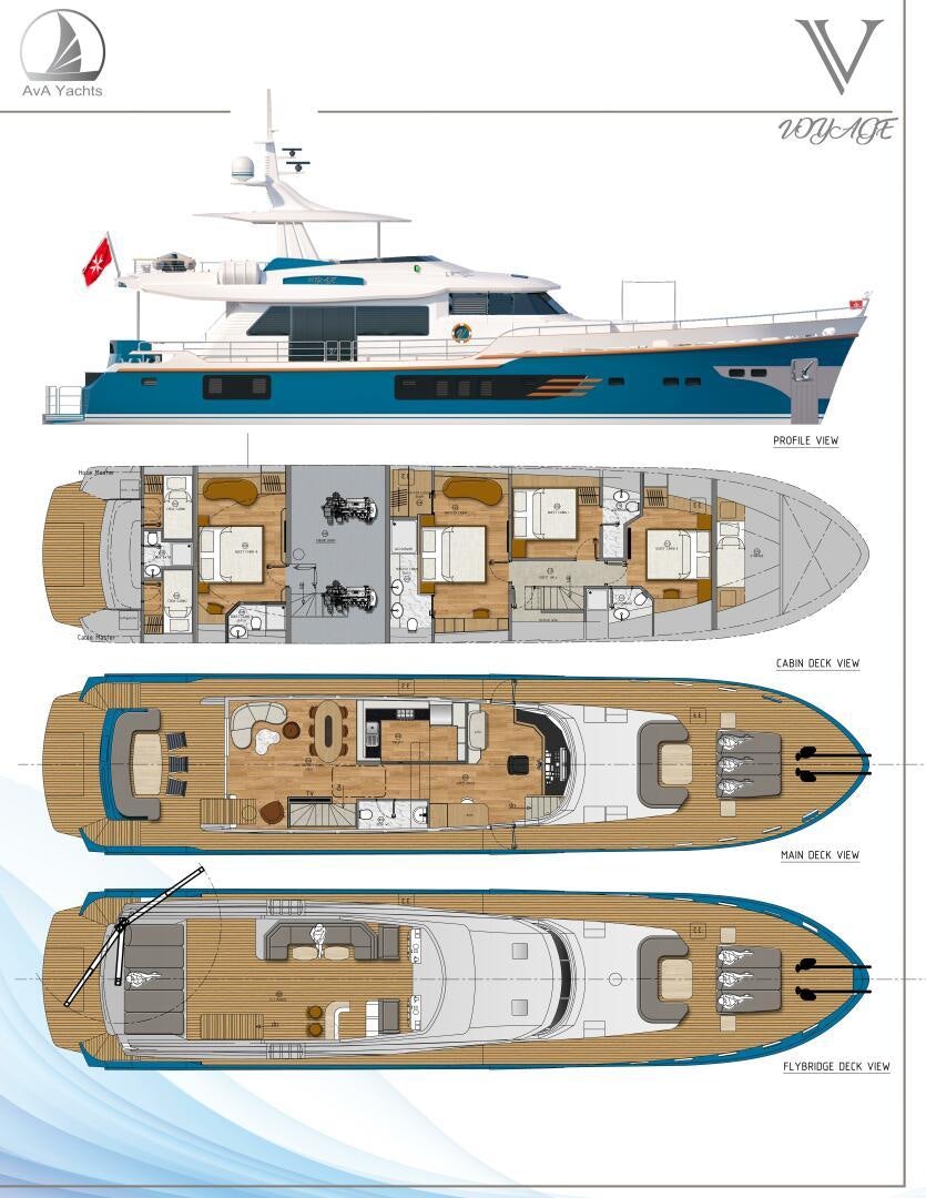 diagram, engineering drawing aboard VOYAGE ONE Yacht for Charter