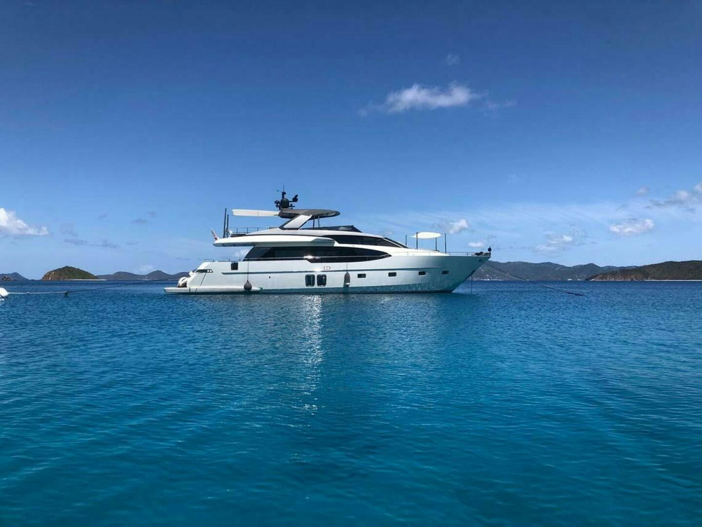 a white boat in the water aboard SIGNE Yacht for Sale