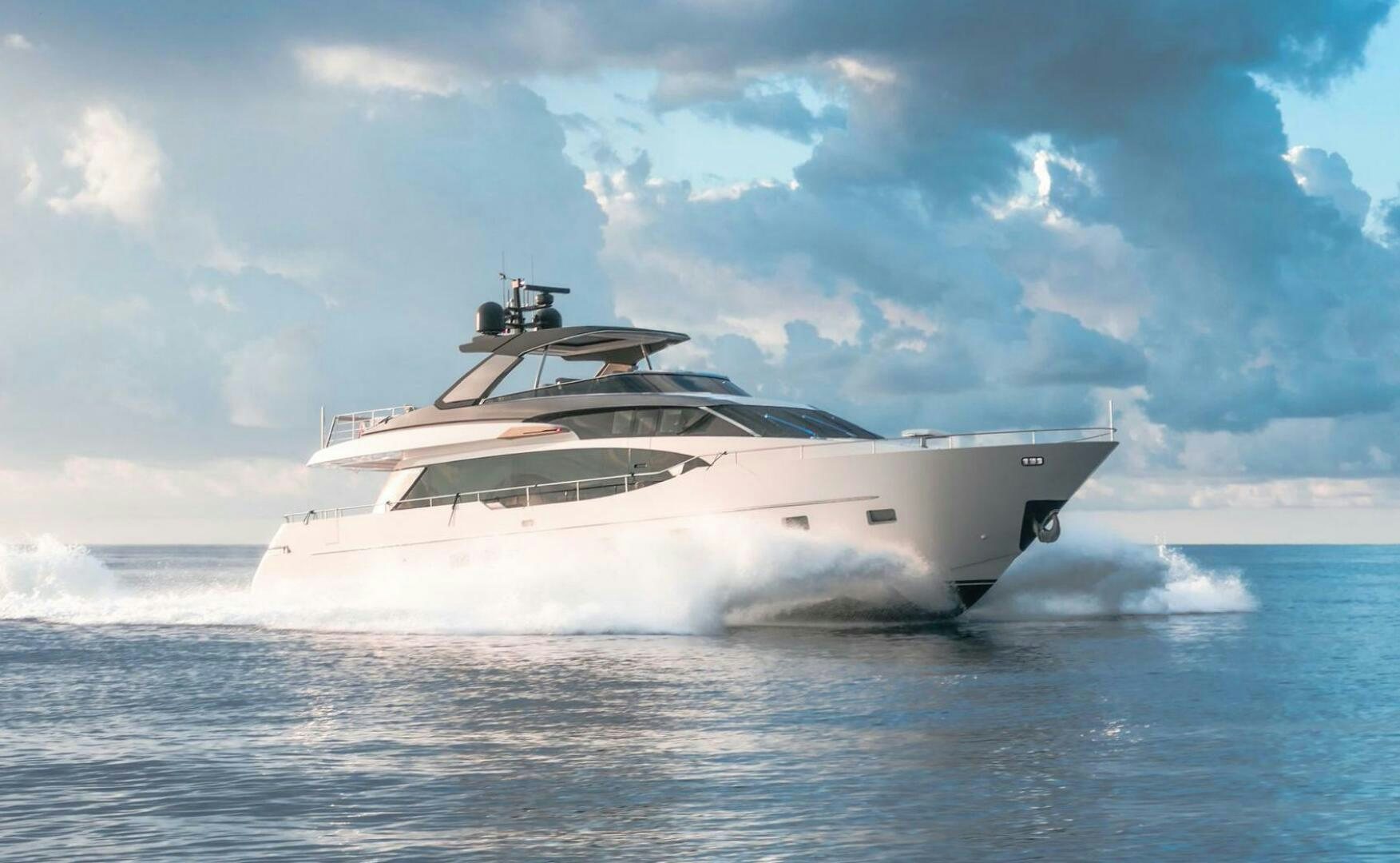 a white yacht in the water aboard SIGNE Yacht for Sale