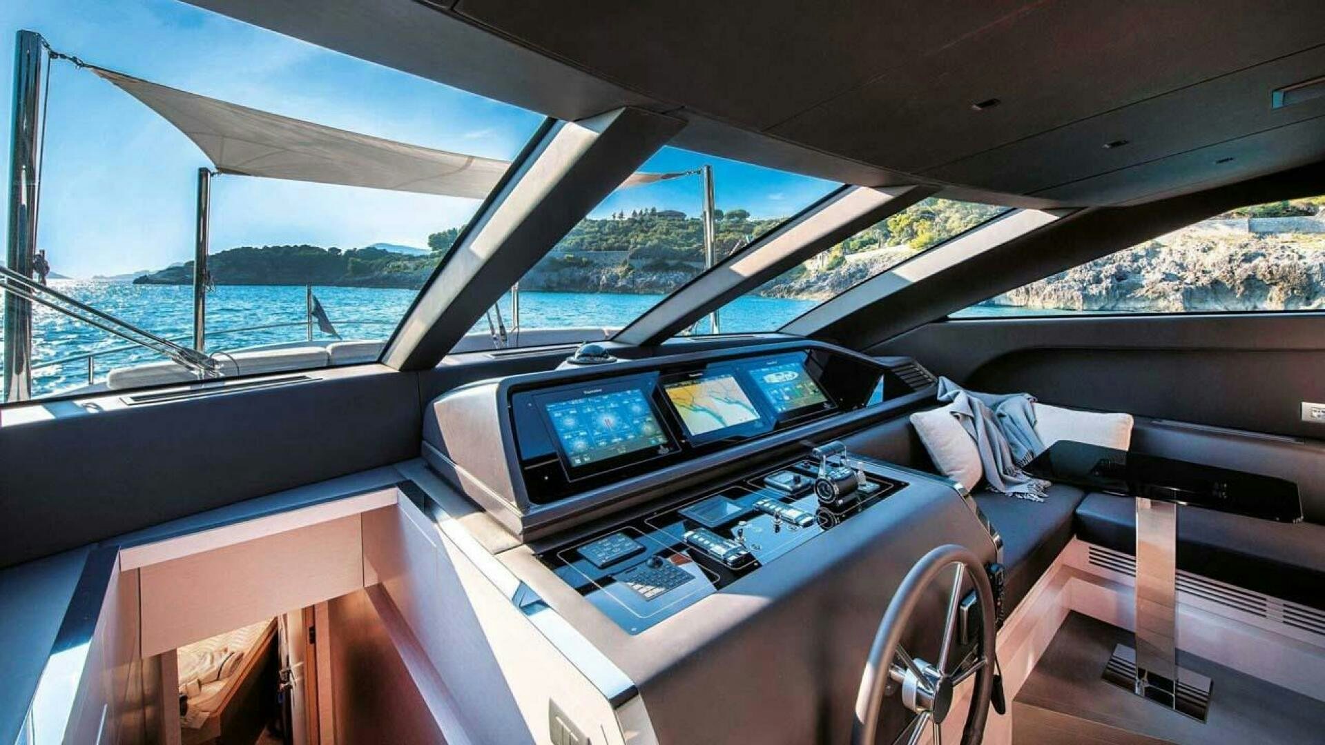 inside of a car aboard SIGNE Yacht for Sale