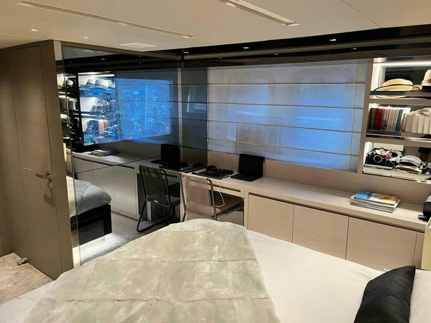 a room with a large window aboard SIGNE Yacht for Sale