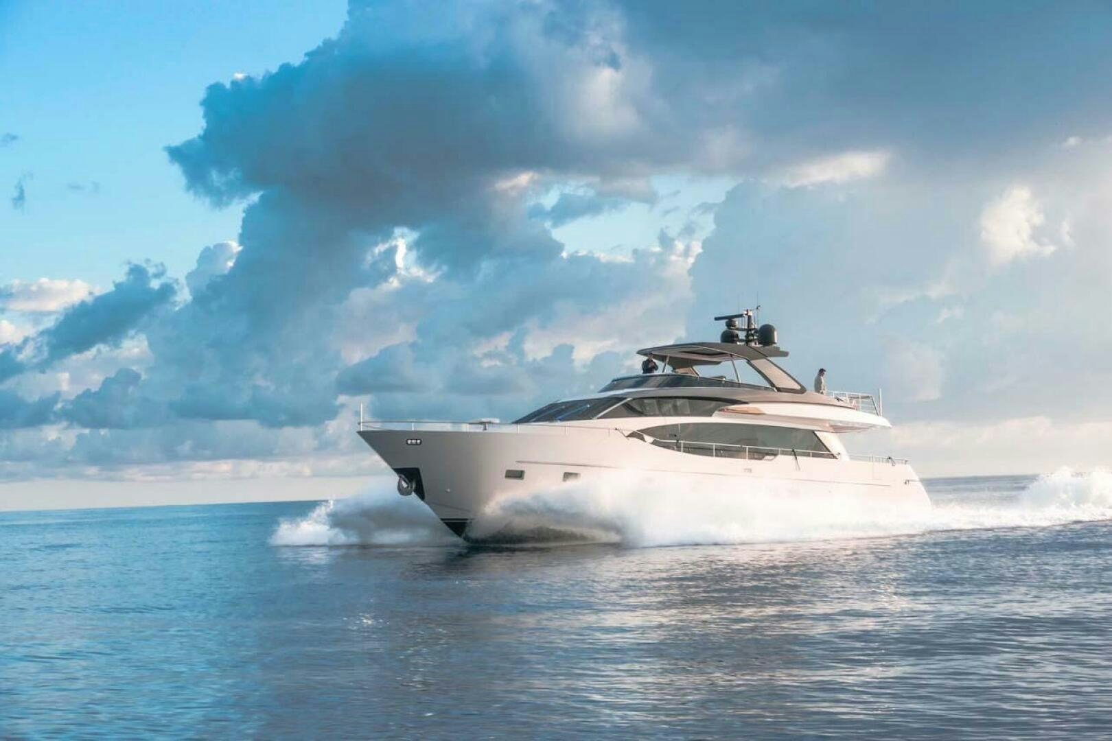 a white yacht in the water aboard SIGNE Yacht for Sale