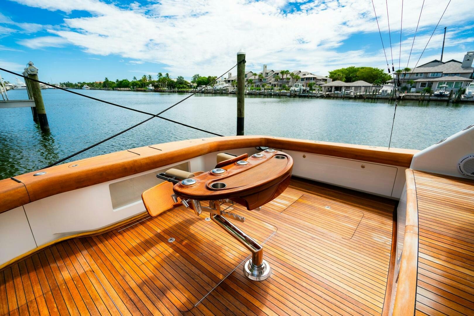 a boat on a deck aboard FRIGATE Yacht for Sale