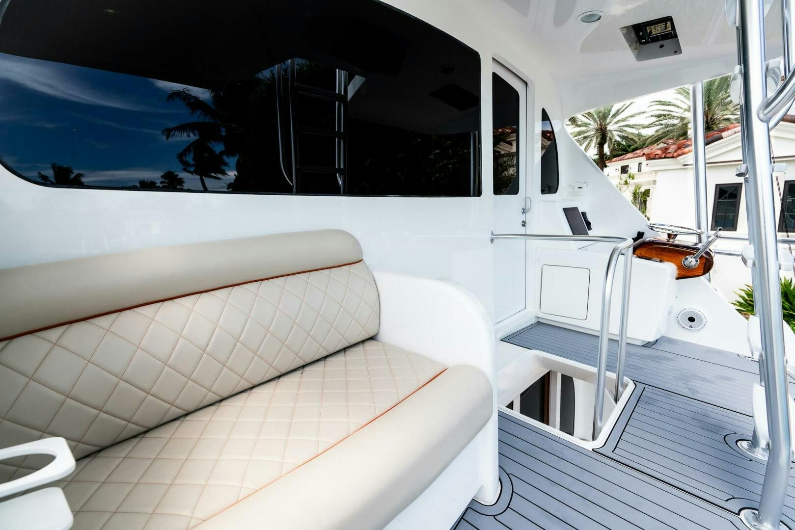 inside of a car aboard FRIGATE Yacht for Sale