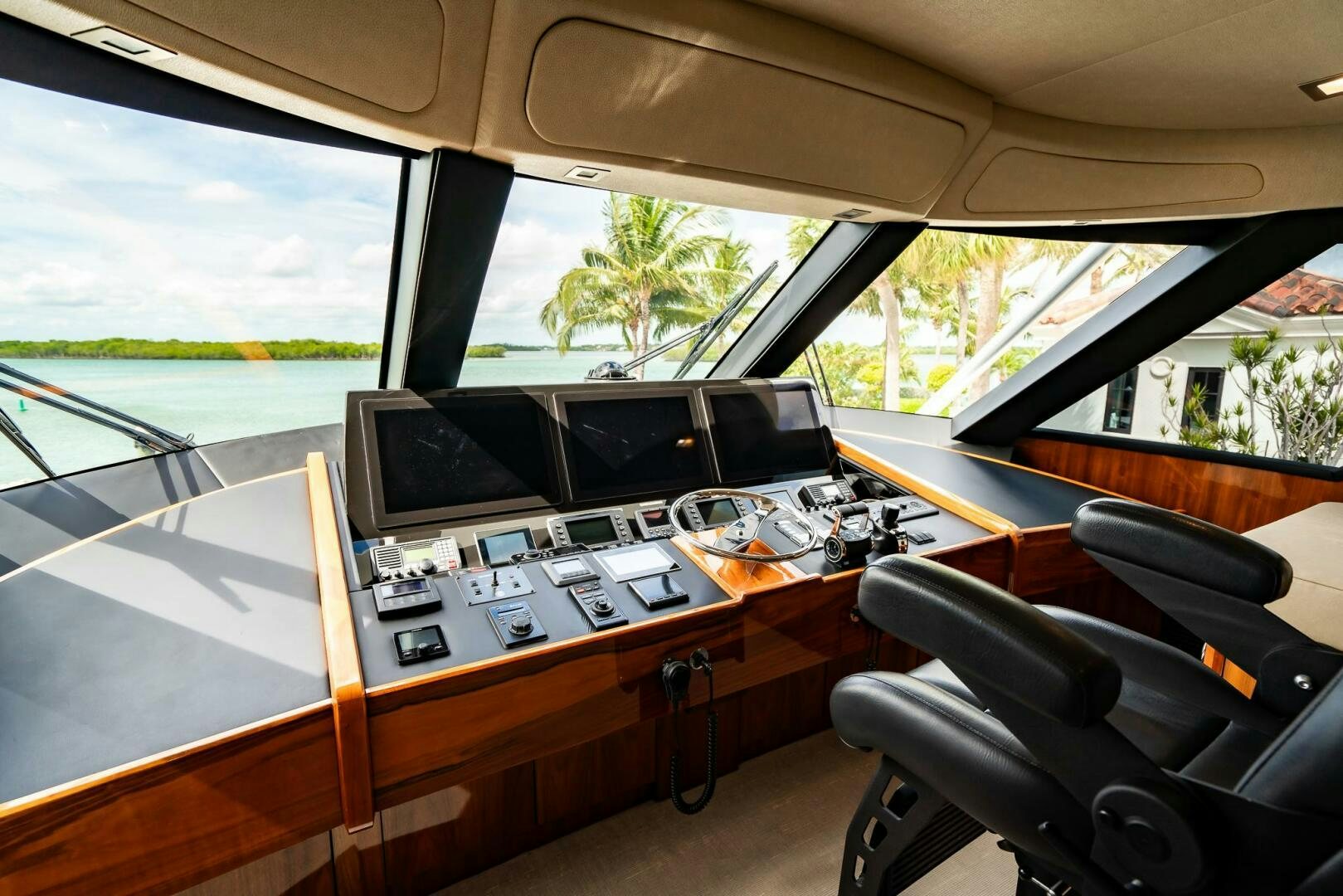 inside of a car aboard FRIGATE Yacht for Sale