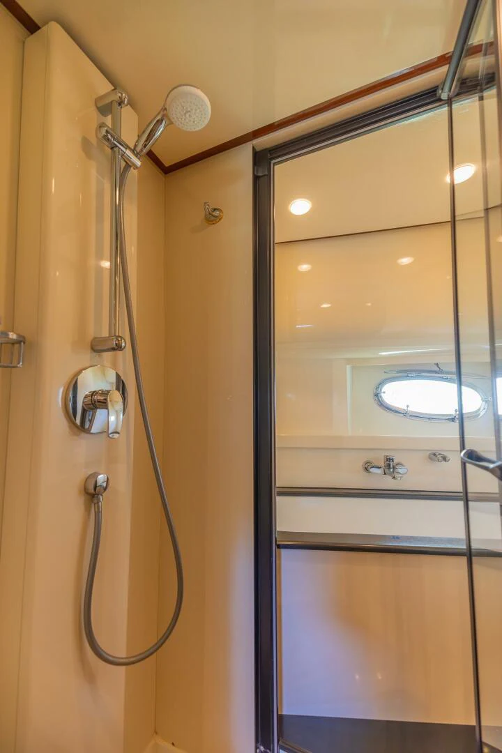 a shower with a glass door aboard BOULOS Yacht for Sale