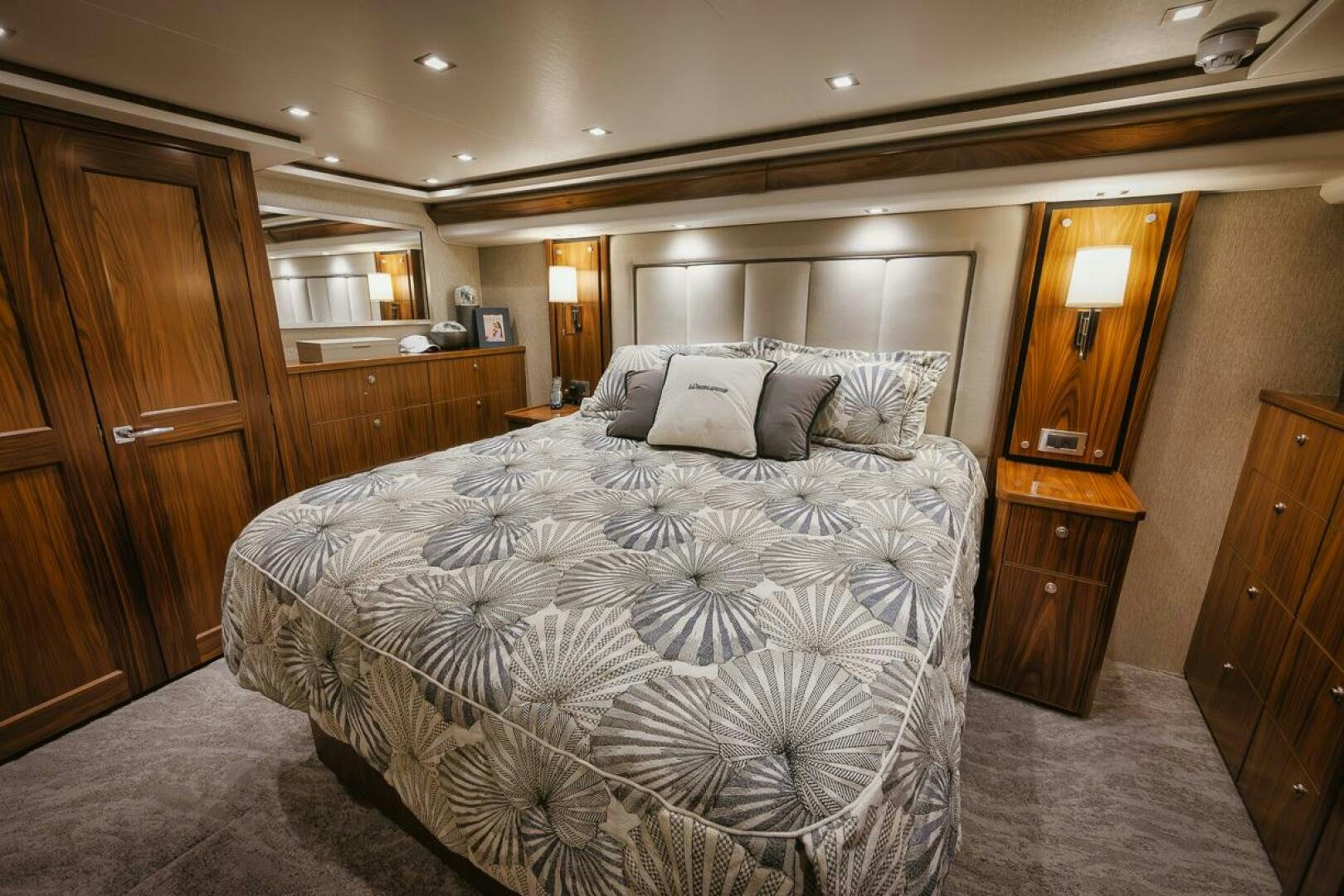 a bed in a room aboard WHIRLWIND Yacht for Sale