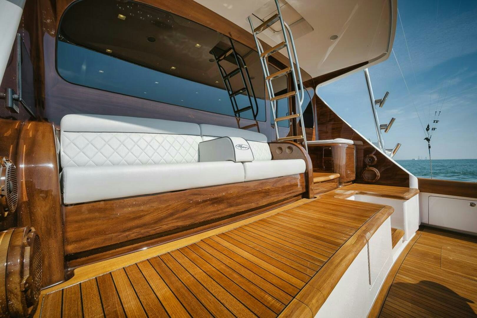 a boat on a deck aboard WHIRLWIND Yacht for Sale