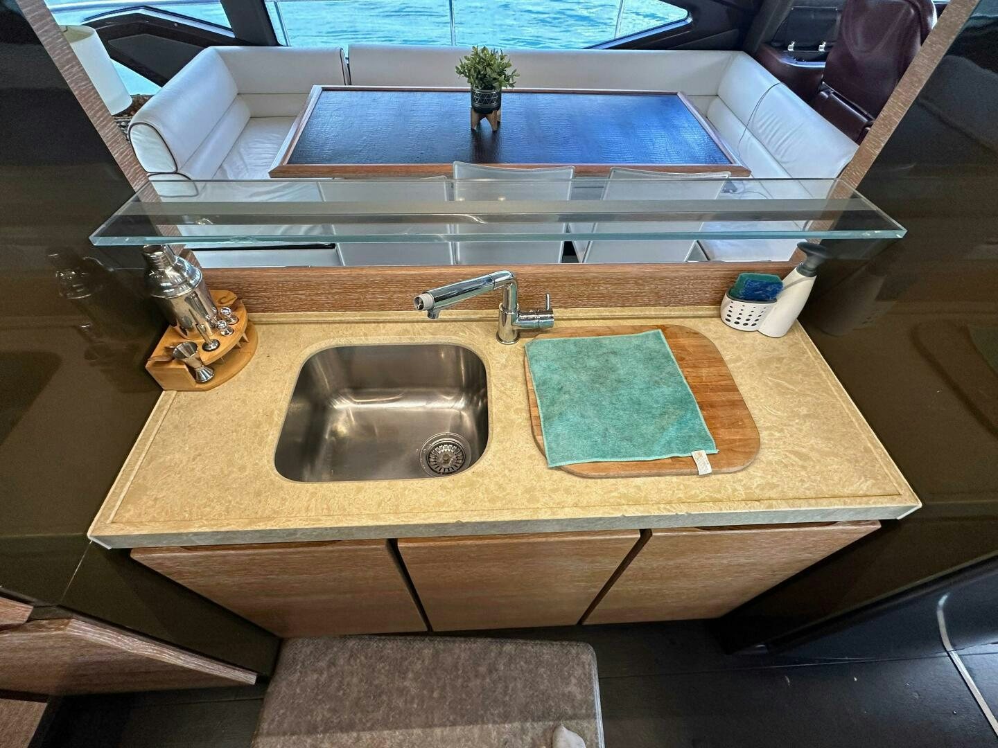 a kitchen with a sink and a counter aboard SEVEN Yacht for Sale