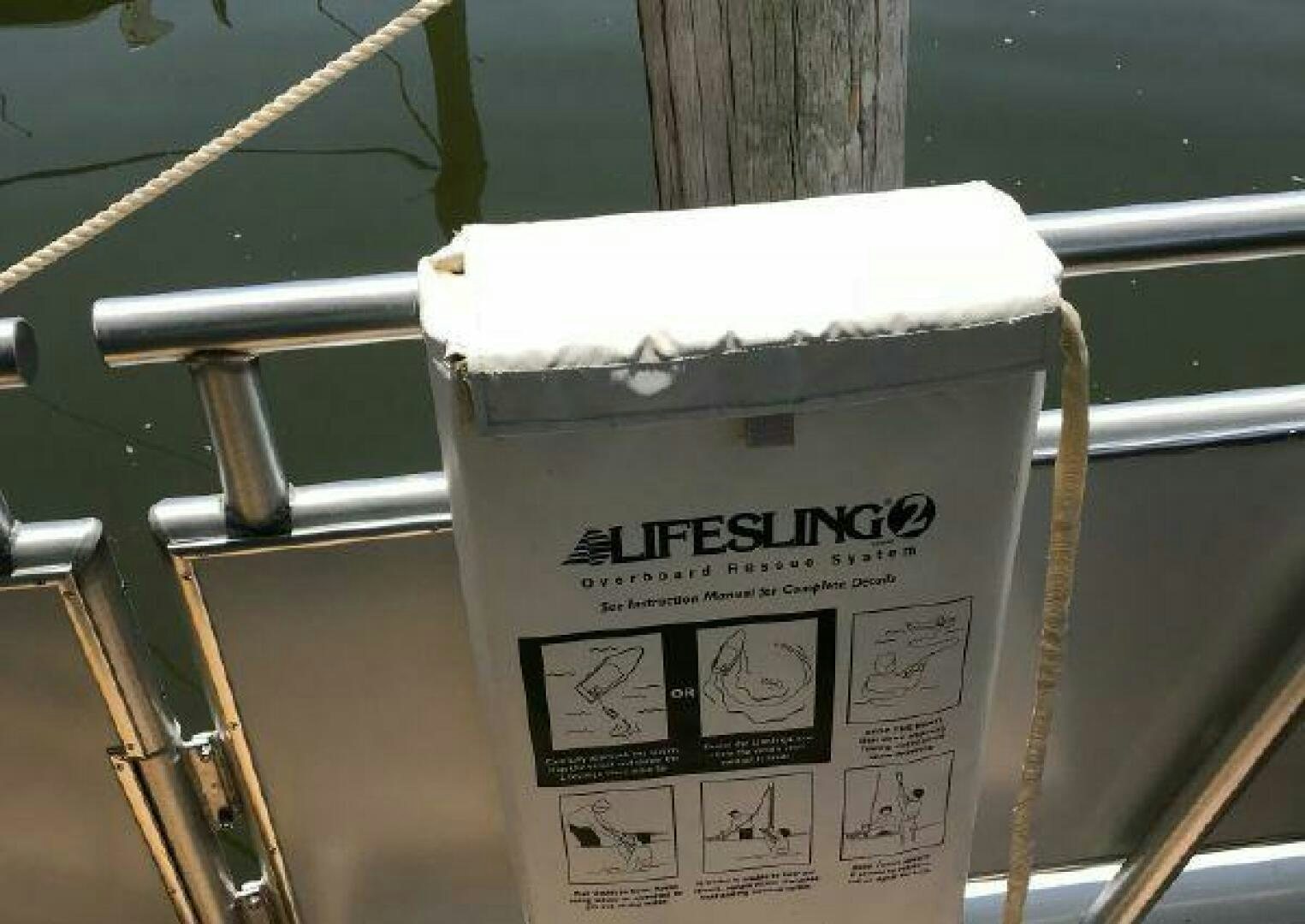 a white container with a label on it aboard ST. SOMEWHERE Yacht for Sale