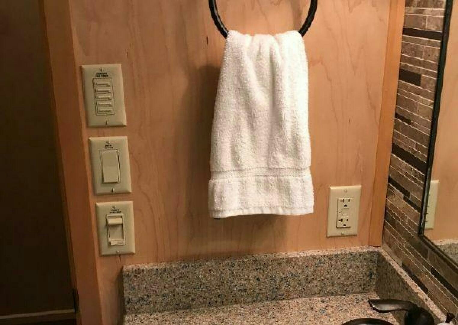 a towel on a wall aboard ST. SOMEWHERE Yacht for Sale