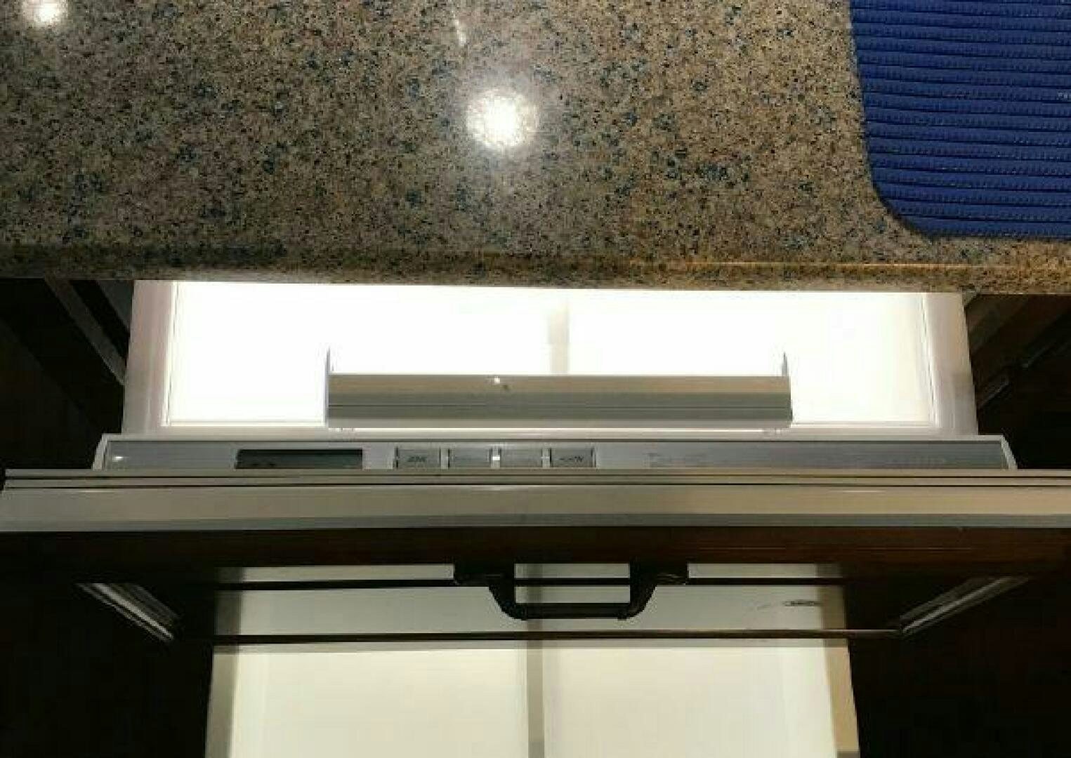 a shelf with a white shelf aboard ST. SOMEWHERE Yacht for Sale