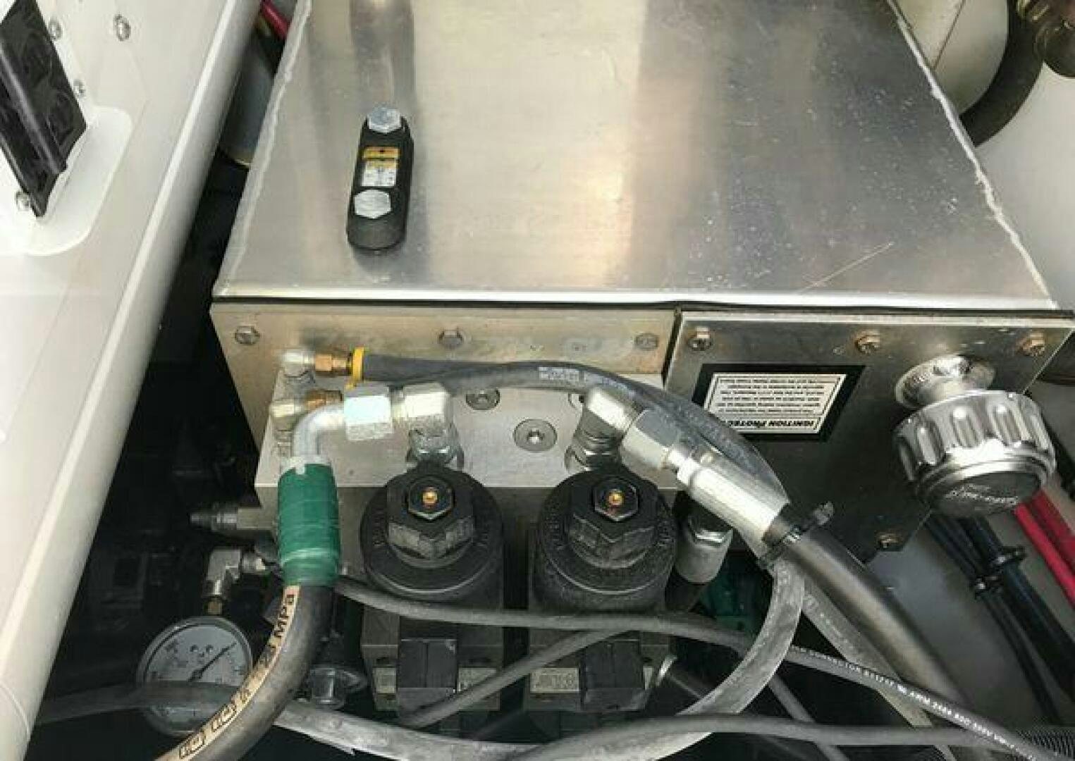 a close-up of a car engine aboard ST. SOMEWHERE Yacht for Sale