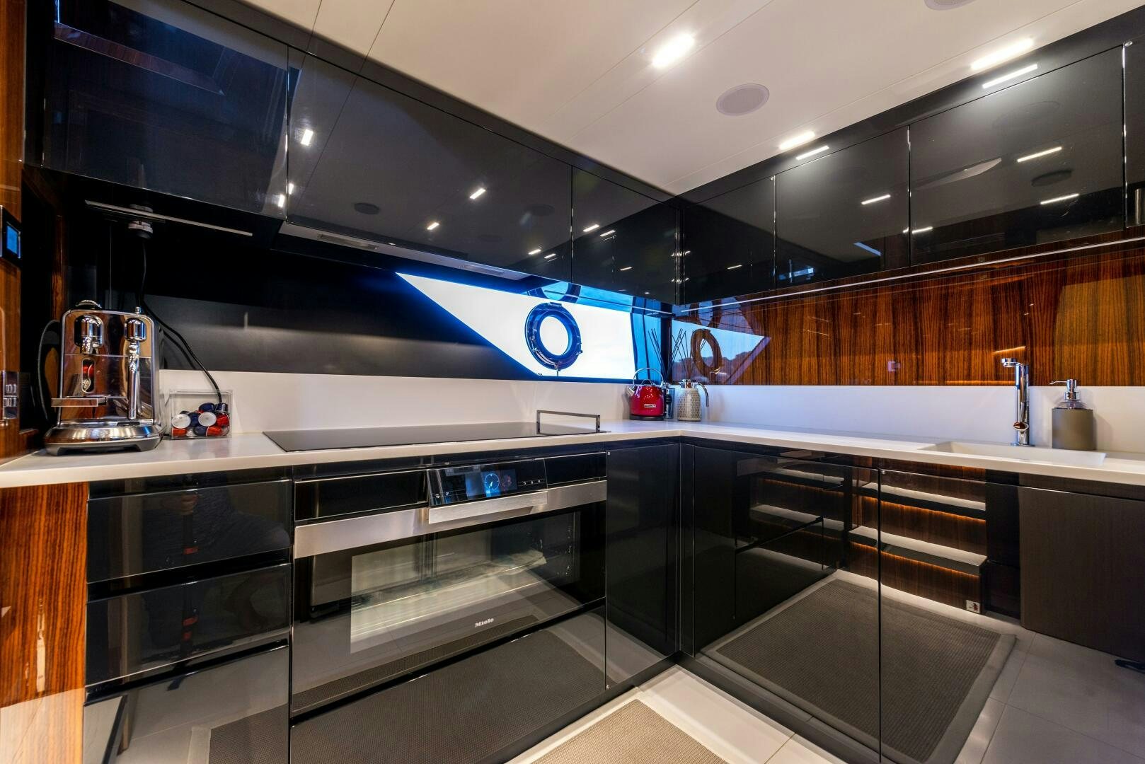 a kitchen with a large oven aboard GECUA Yacht for Sale