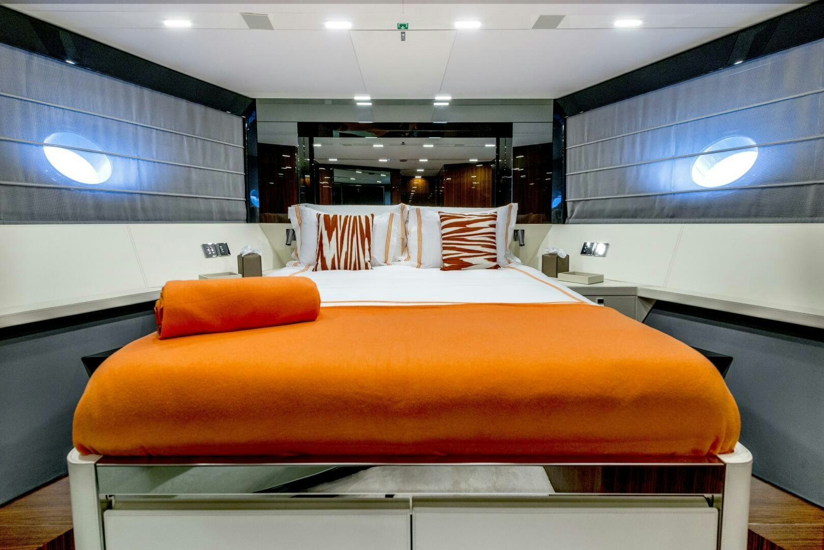 a bed in a room aboard GECUA Yacht for Sale
