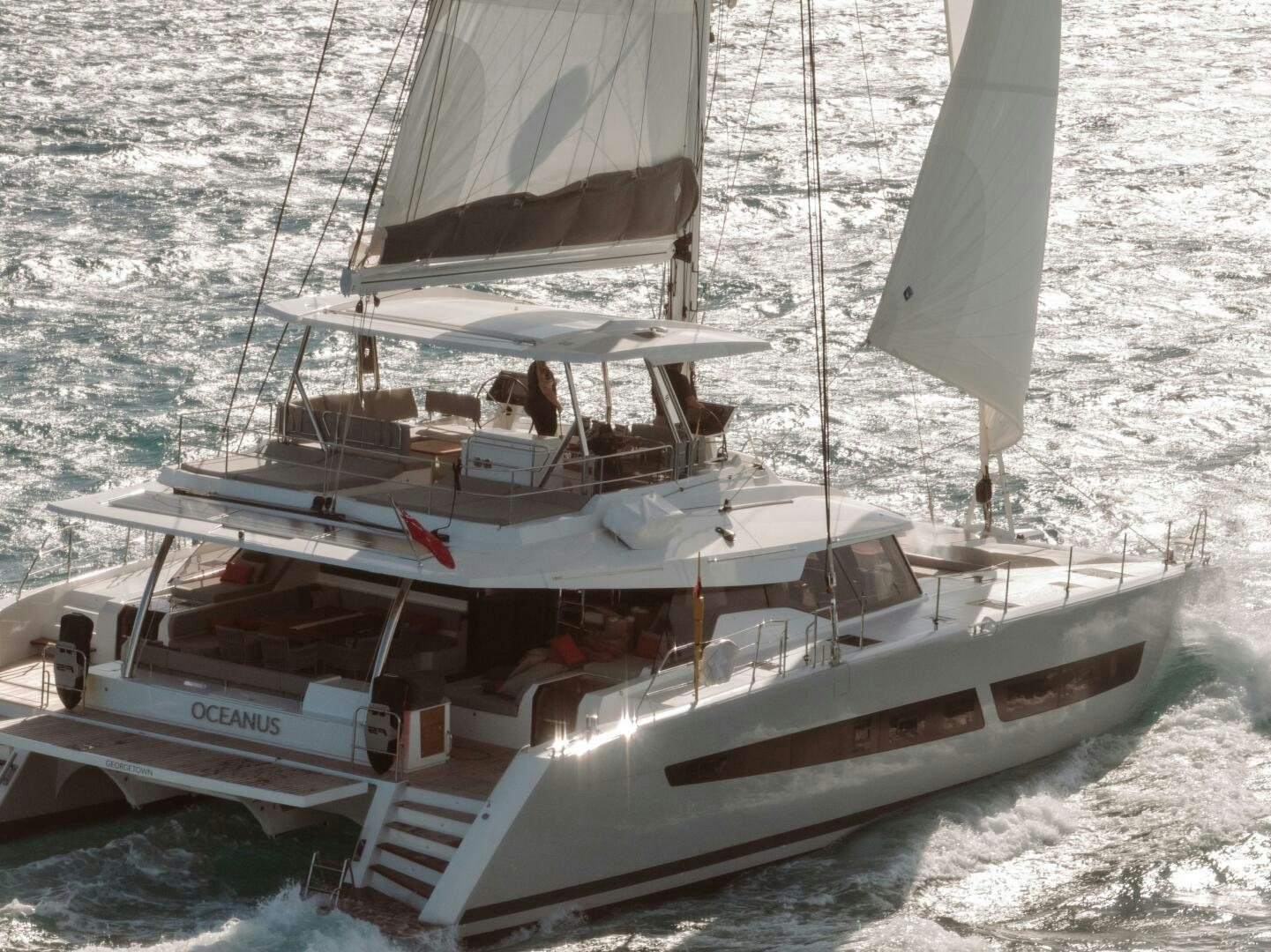 a boat on the water aboard OCEANUS Yacht for Sale