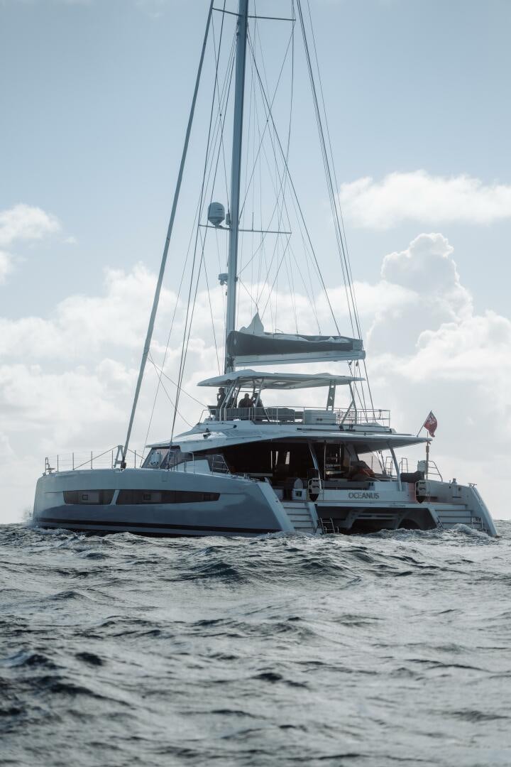 a boat sailing on the sea aboard OCEANUS Yacht for Sale