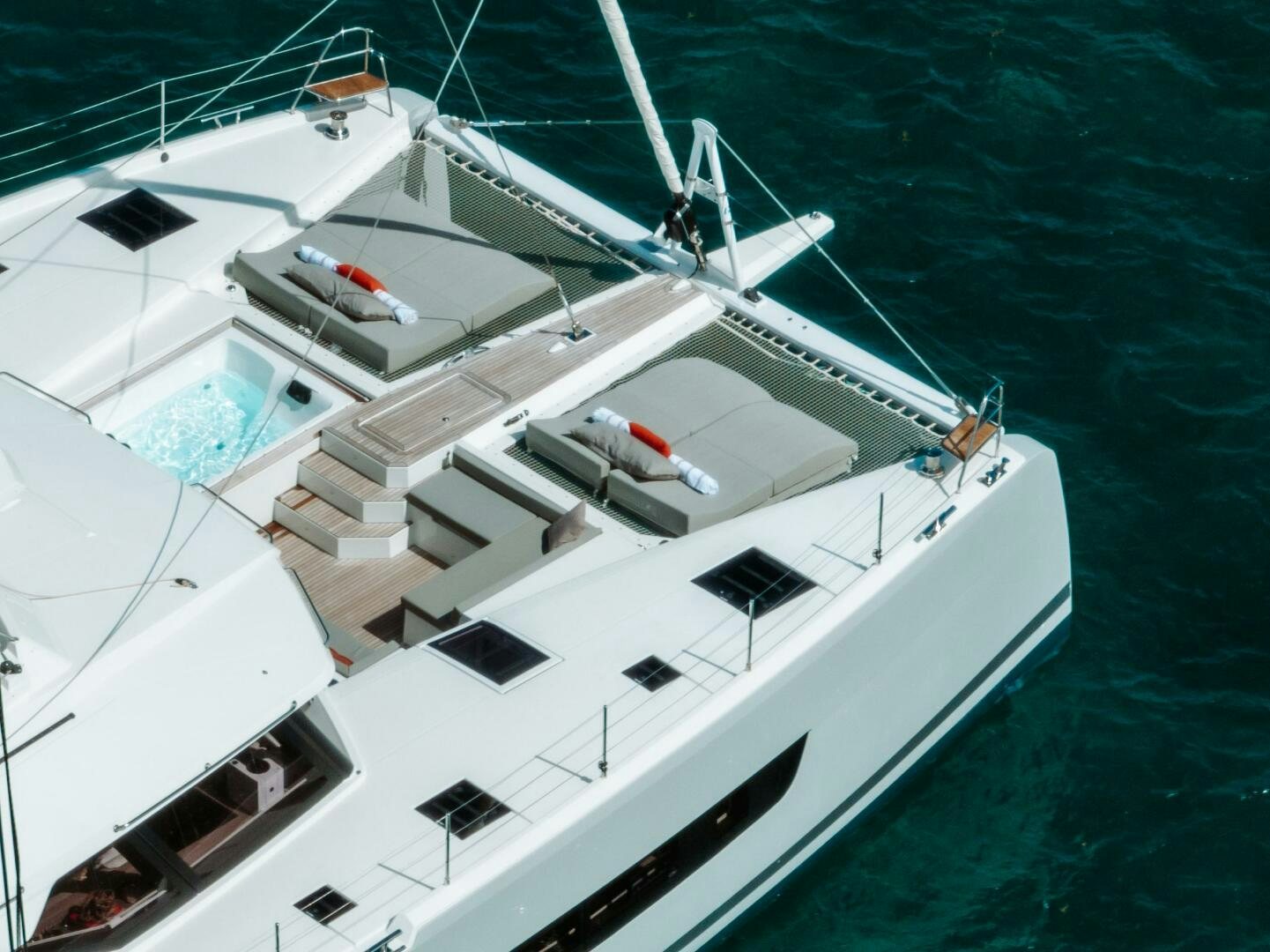 a high angle view of a boat aboard OCEANUS Yacht for Sale