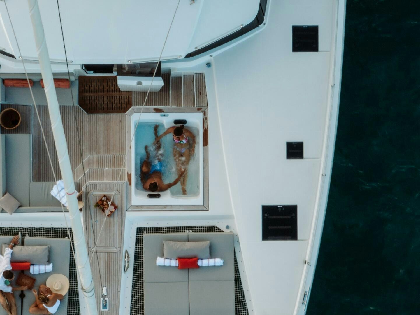 a room with a mirror and a sink aboard OCEANUS Yacht for Sale