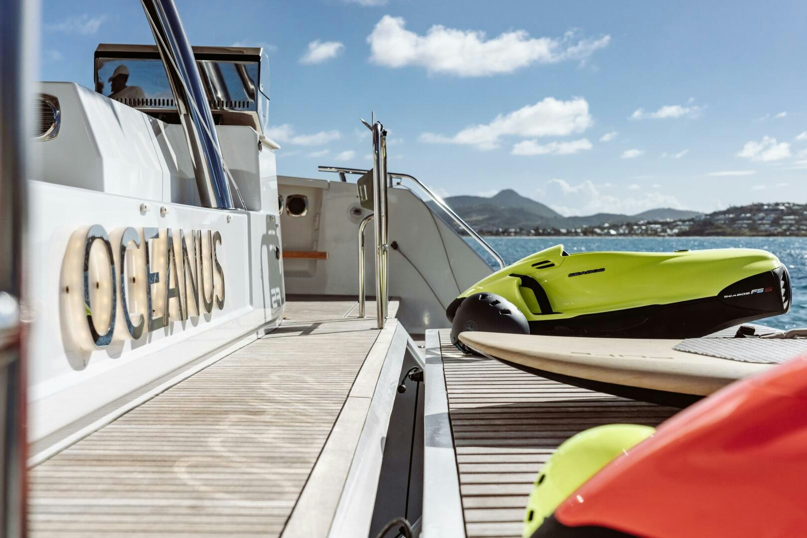 a boat on the water aboard OCEANUS Yacht for Sale