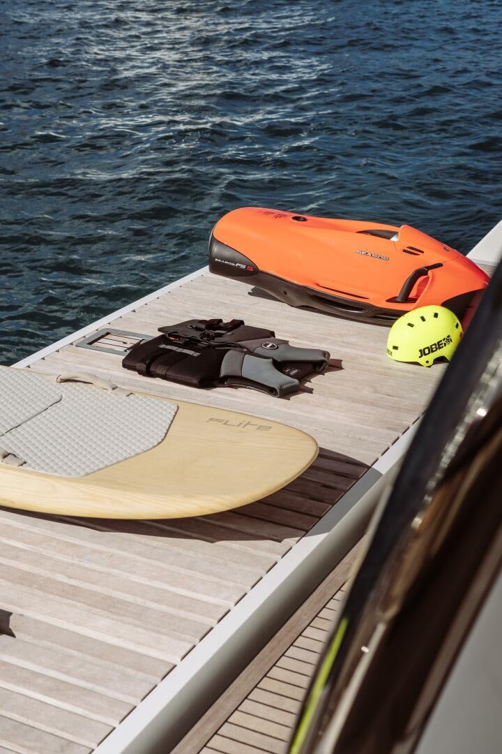 a yellow and black object on a boat aboard OCEANUS Yacht for Sale