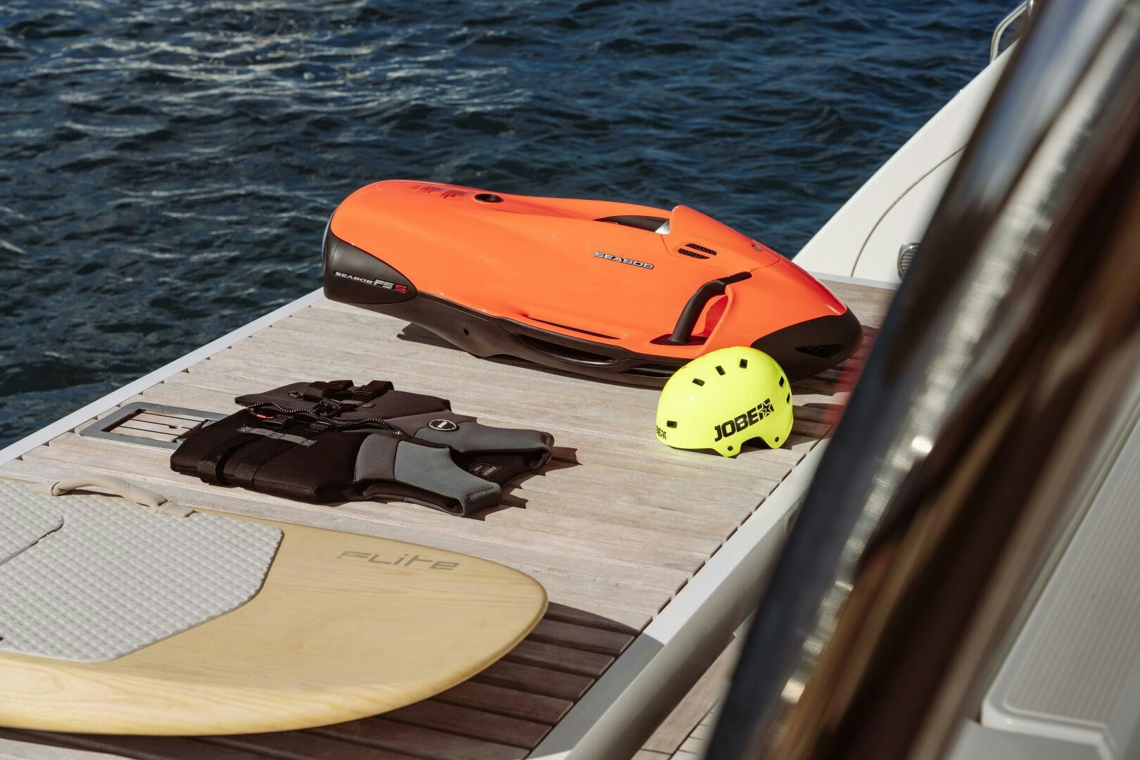 a life preserver on a boat aboard OCEANUS Yacht for Sale