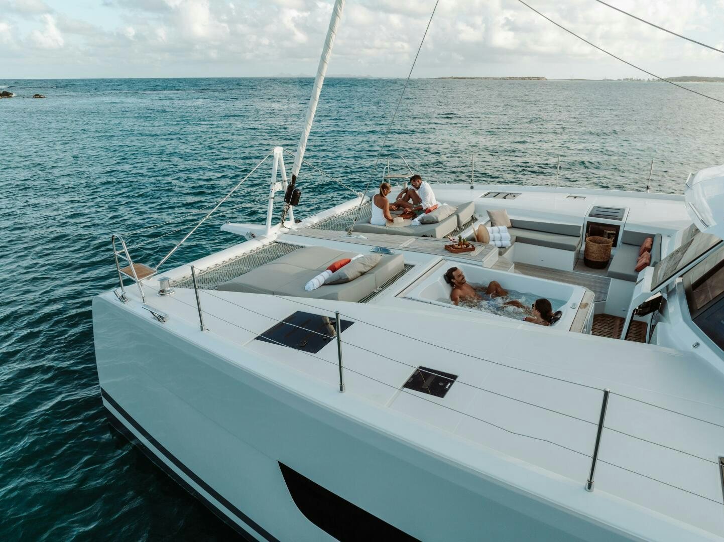 a group of people on a boat aboard OCEANUS Yacht for Sale