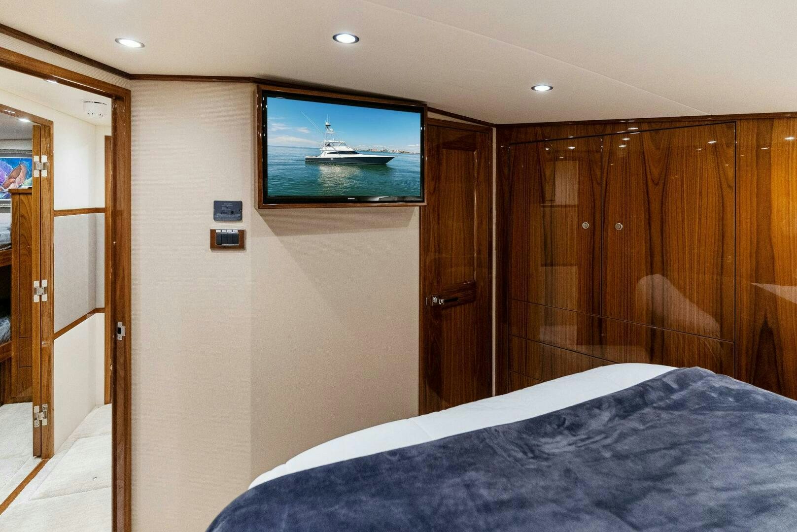 a bed in a room aboard SEA HAWK Yacht for Sale
