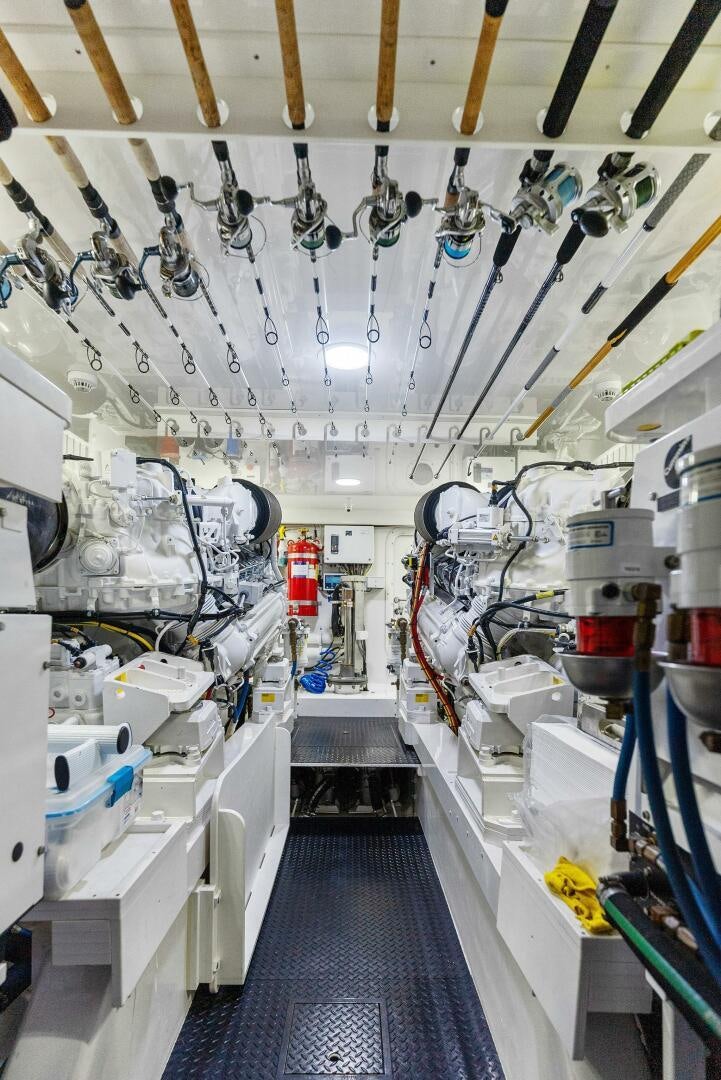 a room with many sinks and a large mirror aboard SEA HAWK Yacht for Sale