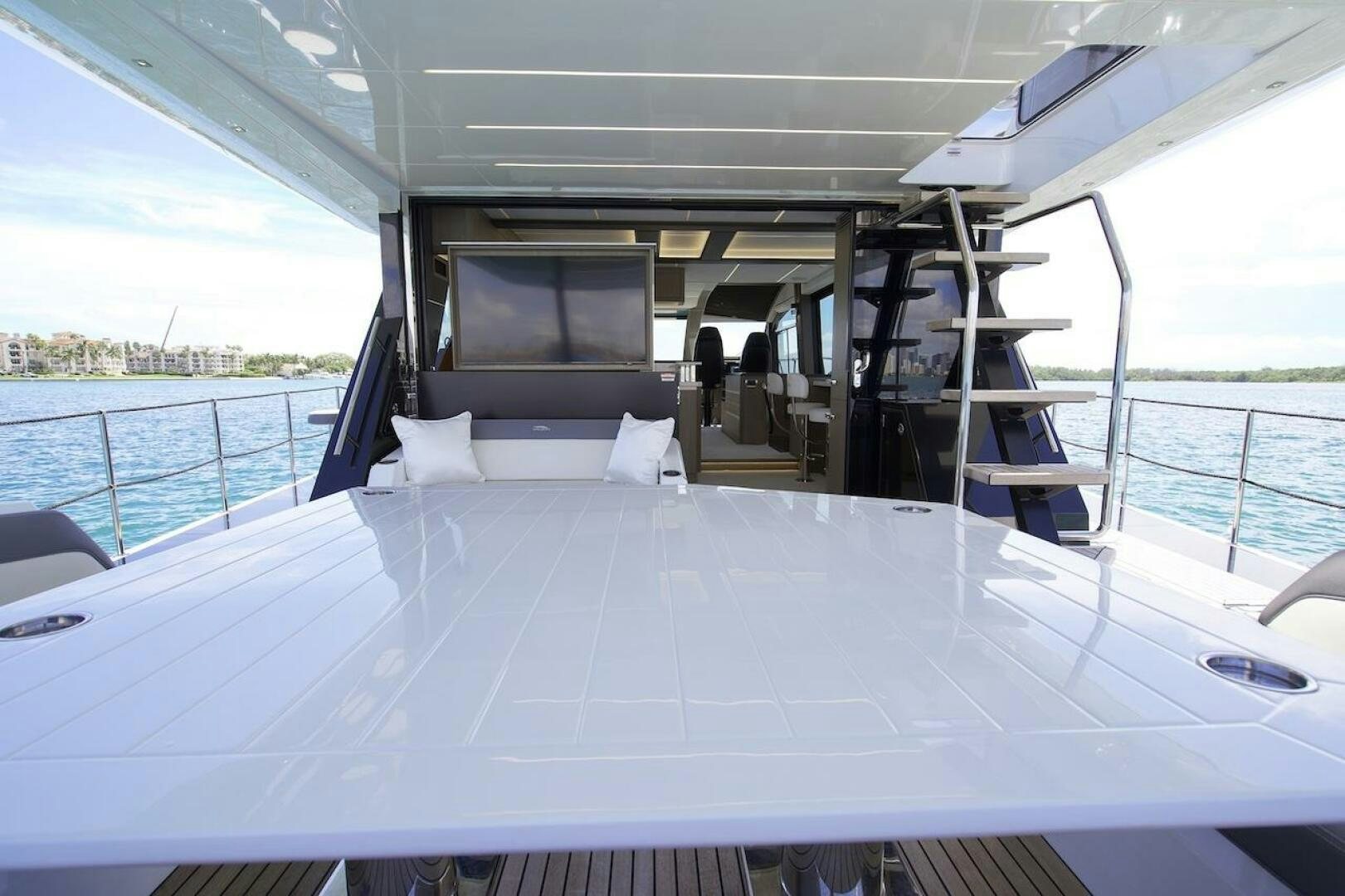 a boat with a large bed aboard OUR NEXT CHAPTER Yacht for Sale