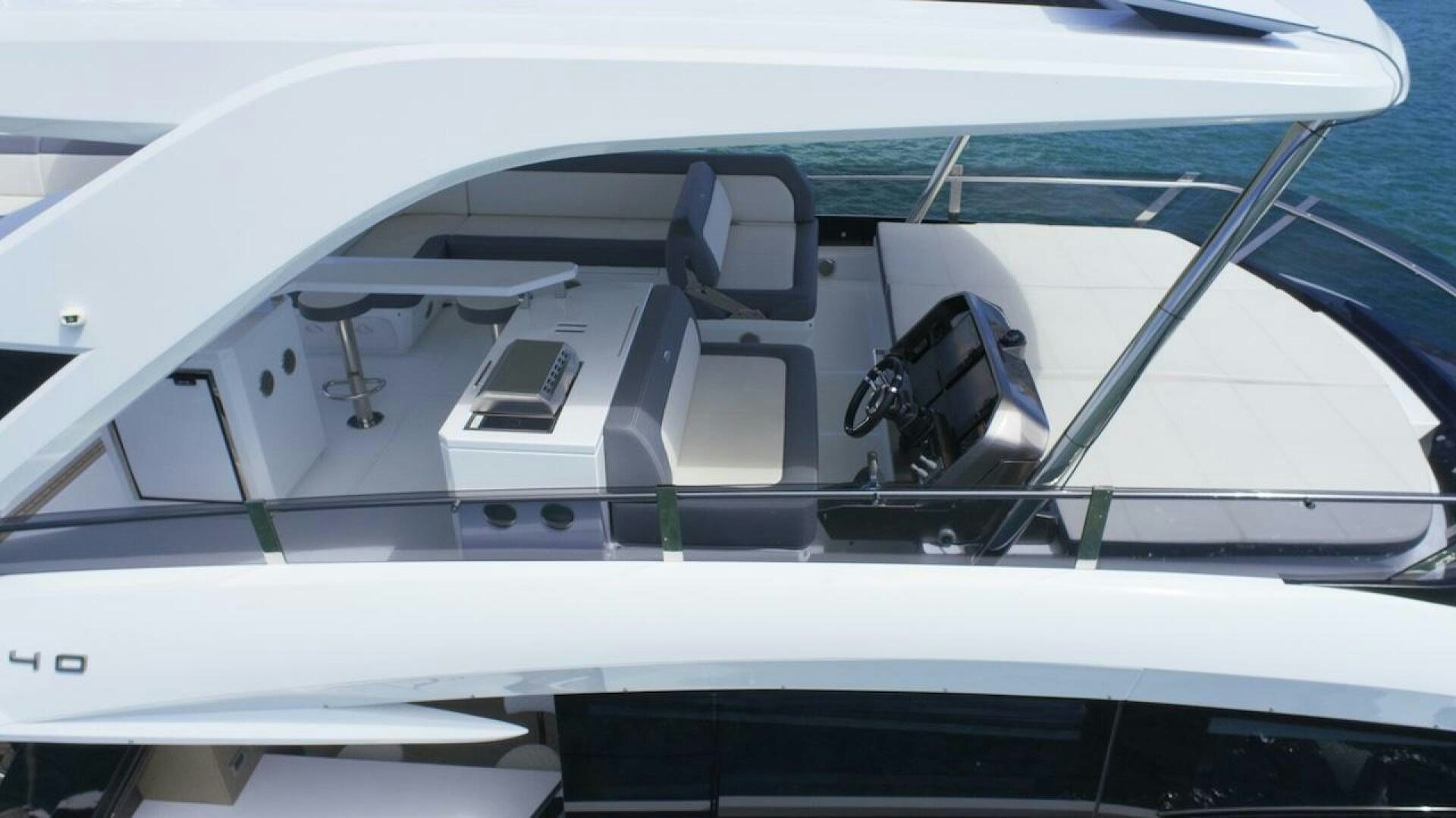 the inside of a white car aboard OUR NEXT CHAPTER Yacht for Sale