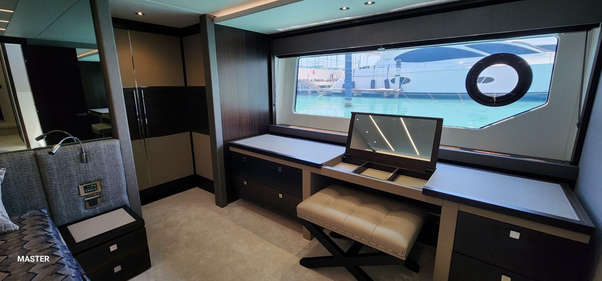 a room with a large screen aboard 5 MARES Yacht for Sale
