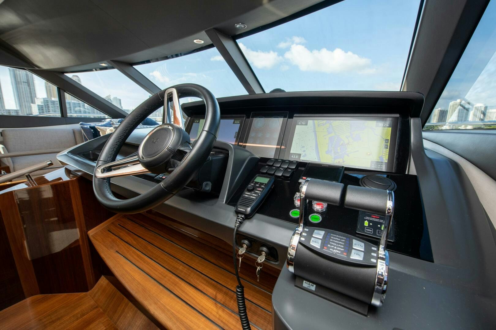inside of a car aboard OUR ALEPH Yacht for Sale
